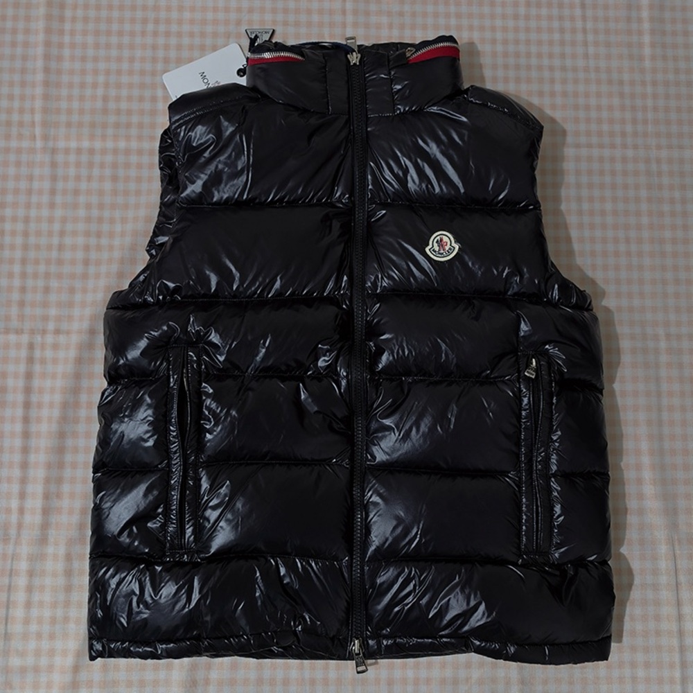 Moncler Black Shiny Quilted Puffer Vest